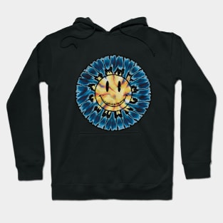 "90s Psychedelic Smiley: Peace & Love"- Retro Cute Hipster Blues Hoodie